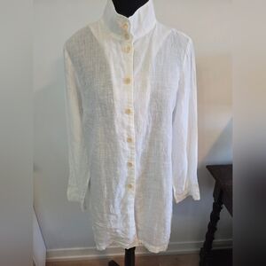 FLAX button down linen tunic Sz P (suits oversized S or Medium)